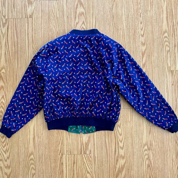 Vera Bradley Vintage Reversible Blue Green Golf Bomber Jacket Womens Large - Picture 9 of 16